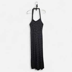 Urban Outfitters Black White Smocked Halter Maxi Jumpsuit Size Small